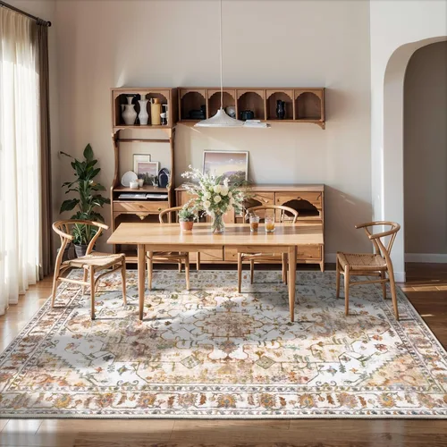 Vista 135 de SERISSA - Tapetes florales vintage, antideslizante, lavable, pequeño, ultrasuave, bohemio, de pelo bajo, para entrada, interiores, habitación