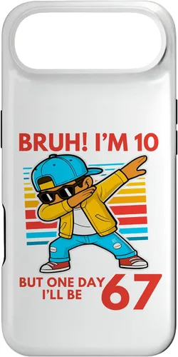Vista 27 de Bruh I'm 10 But One-Day I'll Be 67 Retro 10th Birthday Kids Case for iPhone 17