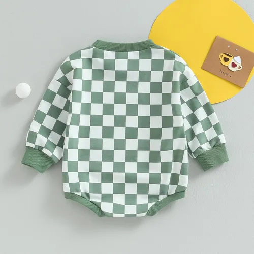 Vista 11 de Karuedoo Sudadera a cuadros para bebé niño y niña, mameluco de gran tamaño, manga larga, con burbujas, ropa neutra para otoño