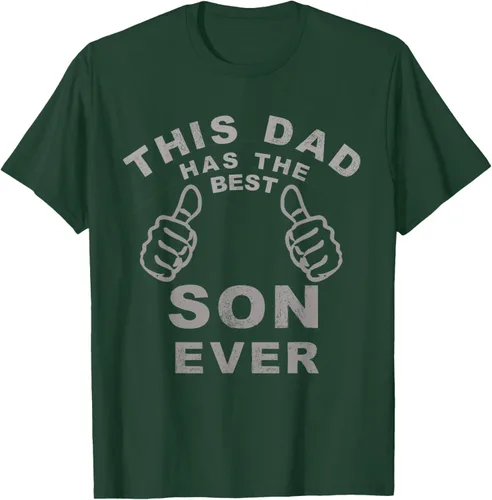 Vista 22 de Camiseta con texto en inglés "This Dad Has the Best Son Ever", regalo del día del padre, Negro