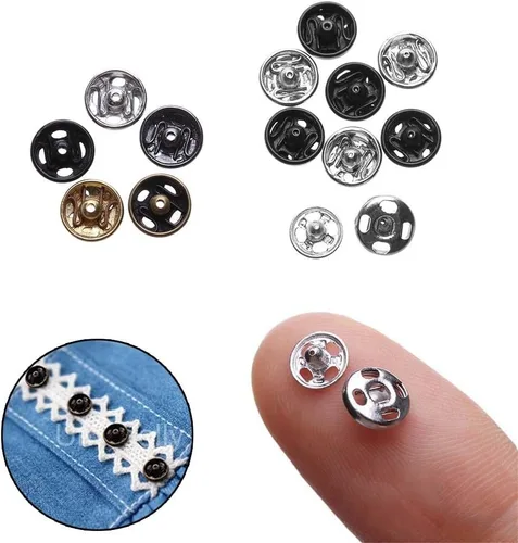 Vista 4 de 48 botones de cierre de metal, mini botones a presión para coser, botones de presión para ropa de muñeca, accesorios de costura para ropa