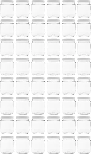Vista 24 de Tarro de plástico de 64 oz (1/2 galón), tapa blanca, paquete de 1