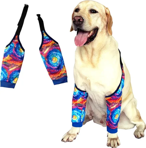 Vista 14 de Rodillera protectora para callos para perros, rodillera frontal, soporte para codo, mangas de mascotas para heridas, tratamiento de callos