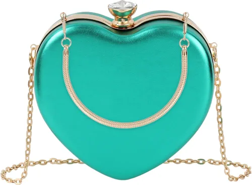Vista 7 de Goclothod Bolso de mano en forma de corazón para mujer, bolso de hombro de terciopelo, bolsos de noche Negro