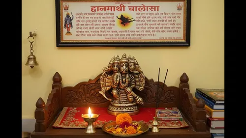 Vista 4 de Craftsofindia® Panchmukhi Hanuman - Estatua pequeña de latón, decoración divina, escultura hindú hecha a mano de 2.5 pulgadas para el altar