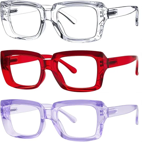 Vista 16 de Eyekepper - Juego de 4 gafas elegantes para mujer, anteojos cuadrados de gran tamaño para mujer