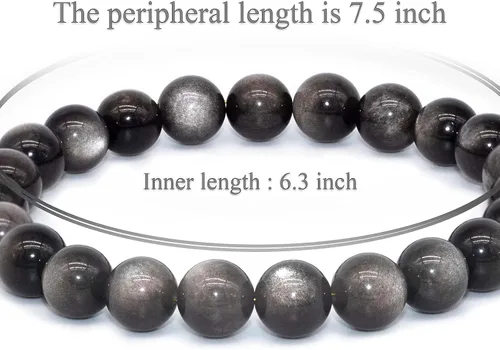 Vista 3 de DAZCOLO - Pulsera de gemas hecha a mano de 7,5 pulgadas, piedras preciosas elásticas de 8 mm, cuentas redondas, cristales de cuarzo, unisex