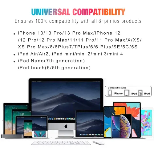 Vista 7 de Cargador de iPhone de 90 grados, cable Lightning USB certificado MFi
