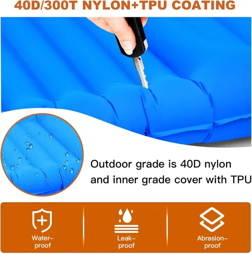 Vista 8 de Tapete de dormir autoinflable para campamento, almohadilla de campamento ancha y gruesa con almohada, cama ligera de aire individual, impermeable