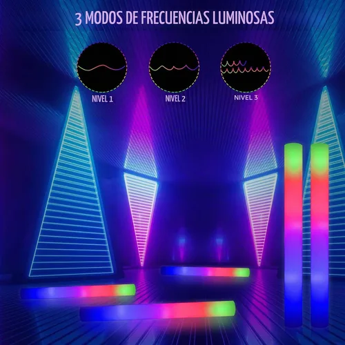 Vista 3 de LifBetter Varitas de brillo a granel – 20 varillas de espuma LED brillantes con tres modos de luz intermitente para fiestas DJ, para festivales