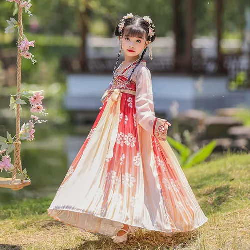 Vista 2 de Disfraz chino tradicional chino de Hanfu original para niña
