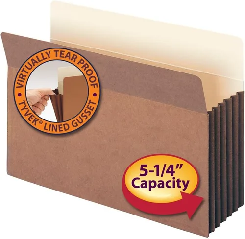 Vista 2 de Smead File Pocket, Straight-Cut Tab, 5-1/4" Expansion, Legal Size, Redrope, 10 per Box (74274) (Pack of 5)