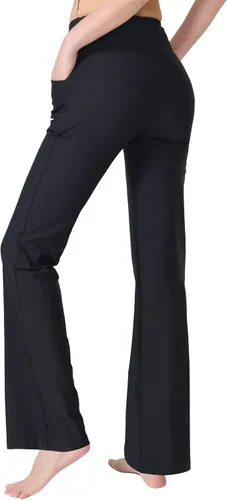 Vista 4 de Keolorn Pantalones de yoga para mujer con bolsillos, cintura alta, pantalones de entrenamiento de yoga para mujer
