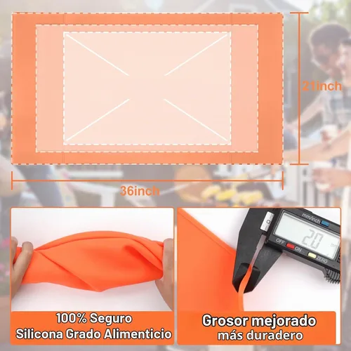 Vista 4 de Blackstone Funda de silicona para parrilla de 36 pulgadas, fácil de cortar para adaptarse a 36, 30, 28, 22 pulgadas, Blackstone alfombrilla