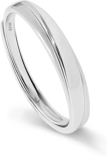 Vista 12 de Meissa 2 anillos de pareja para hombres y mujeres de plata de ley 925, anillos de boda anchos, tamaño ajustable, anillo de promesa a juego, anillos