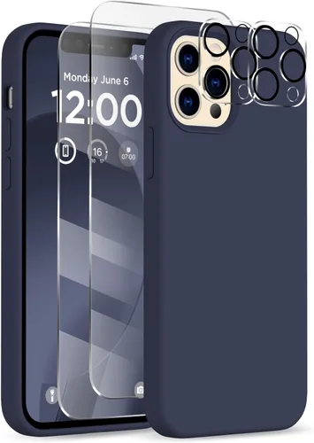 Vista 17 de Funda para iPhone 12 Pro Max, [2 protectores de cámara + 2 protectores de pantalla], funda protectora de silicona de cuerpo completo a prueba