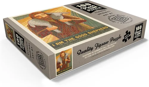 Vista 3 de MyPuzzle Jesus: The Good Shepherd, póster vintage, rompecabezas de 100 piezas prémium para adultos