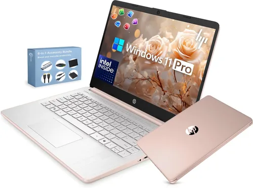 Vista 12 de HP Computadora portátil ultra ligera de 14 pulgadas 2026 Premium, MS Office, Copilot AI, CPU Intel de 4 núcleos, RAM DDR5 de 4 GB, almacenamiento