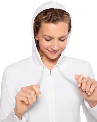 Vista 51 de Sudadera con capucha para la costa, de Coolibar, para mujer, UPF 50+, protege del sol