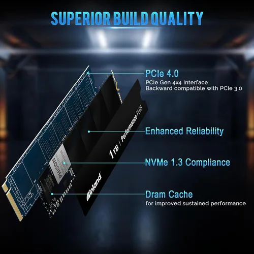 Vista 7 de INLAND Unidad interna de estado sólido SSD para juegos Performance Plus NVMe de 1 TB optimizada para PS5 - Gen4 PCIe, M.2 2280, caché DRAM, TLC 3D