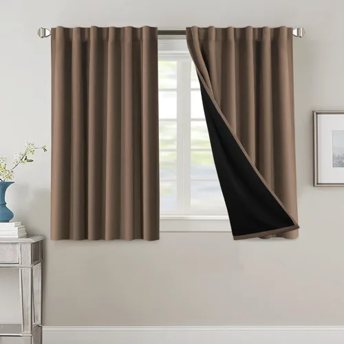 Vista 81 de H.VERSAILTEX Cortinas 100% opacas para dormitorio con forro negro, cortinas de oscurecimiento de habitación completa, con aislamiento térmico