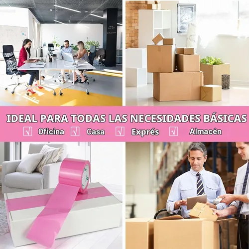 Vista 8 de BOMEI PACK Cinta de embalaje rosa de 3 pulgadas de ancho, 6 rollos de repuesto de cinta de envío rosa para embalaje, mudanza y almacenamiento, 2.4