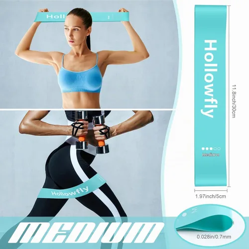 Vista 3 de Hollowfly 12 bandas de ejercicio de látex para entrenamiento de glúteos, bandas de ejercicio elásticas antideslizantes para piernas, sentadillas