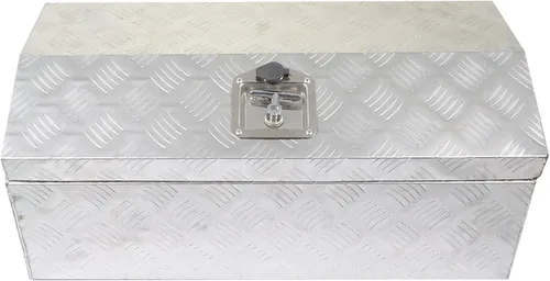 Vista 2 de Caja de herramientas de almacenamiento de remolque pesado de 30 pulgadas, herramientas de organización de aluminio plateado con mango lateral