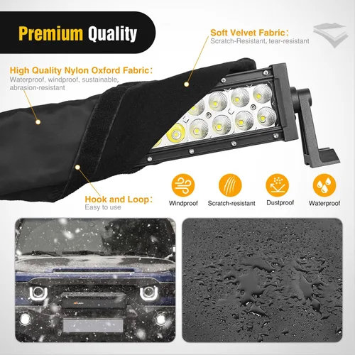 Vista 3 de Nilight Cubierta de barra de luz LED de 22 pulgadas, funda protectora de nailon negro, ajuste universal, barra recta y curva, impermeable, a prueba