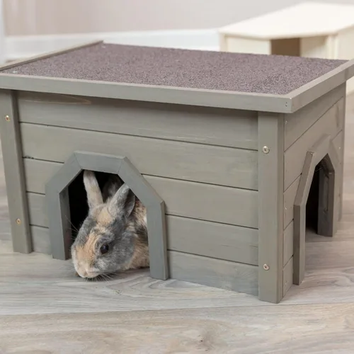 Vista 5 de TRIXIE natura Casa para Animales Pequeños, Refugio para Conejos, Casa de Corral, Refugio para Conejos, Conejitos, Cobayas y Chinchillas, Gris-Verde