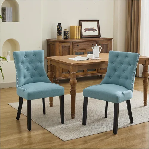 Vista 11 de Juego de 2 sillas de comedor modernas con respaldo, color beige