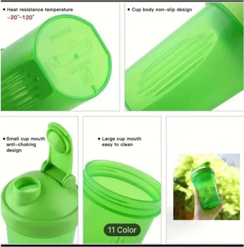 Vista 2 de CHNLML Botella Agitadora de Proteínas 400ML/16Oz con Bola Agitadora para Batido de Proteínas, Botella Agitadora con Bola Mezcladora, A Prueba