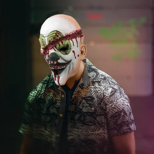 Vista 6 de KJOCOS Máscara de payaso aterrador para adulto, espeluznante malvado, máscara de bromista de Halloween para hombre