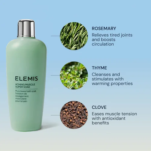 Vista 5 de ELEMIS Músculo doloroso Super Soak 13.5 fl oz, leche de baño natural remojo para aliviar dolores musculares y tensión