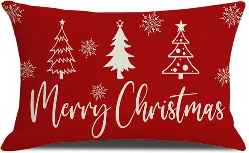 Vista 8 de wyooxoo Fundas de almohada navideñas de 12 x 20 pulgadas, decoraciones navideñas rojas, fundas de almohada lumbares rojas, fundas de almohada