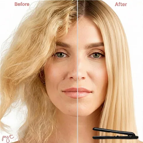 Vista 2 de Herramienta pro estilo PYT cerámica 1.25., Negro Estilizador profesional de iones negativos con calor ajustable para cabello fino a grueso.