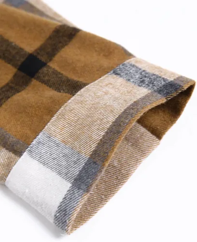 Vista 3 de OYOANGLE Camisas de franela de manga larga con botones y estampado a cuadros para hombre