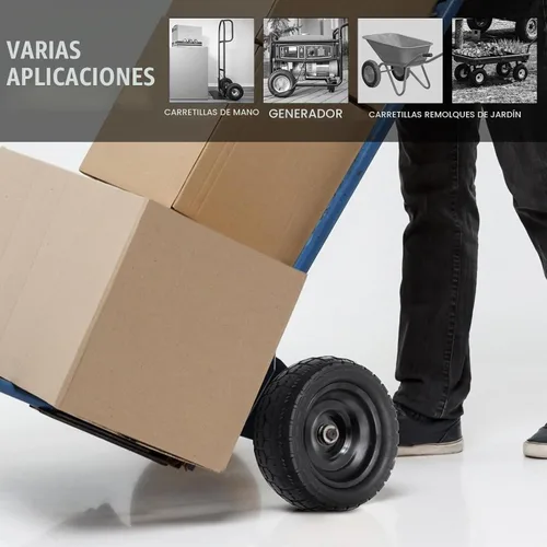 Vista 6 de AR-PRO Paquete de 2 neumáticos y rueda sólidos sin planos de 10 pulgadas, con orificio de eje de 5/8 pulgadas, cubo de desplazamiento de 2.1