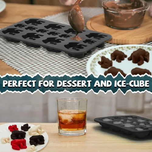 Vista 3 de Tessco for you 2 moldes de silicona para chocolate y rana, moldes divertidos para caramelos, bandeja de hielo de gelatina de Pascua, molde de goma