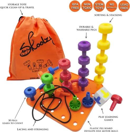Vista 5 de Skoolzy Peg Board - Juguetes apilables para niños pequeños, juguetes de plástico para niños pequeños
