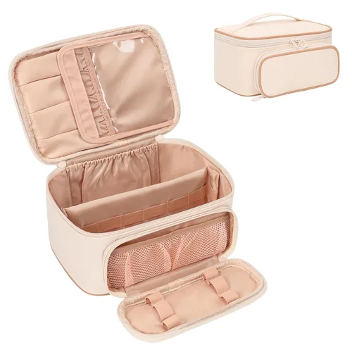 Vista 26 de OCHEAL - Bolsa de maquillaje portátil para cosméticos, estuche organizador de viaje de gran capacidad para mujeres, bolsa de aseo para niñas