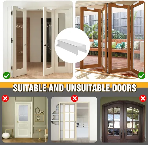 Vista 5 de Cerradura de puerta plegable, cerraduras de seguridad para niños para puertas dobles y despensa de armario, se adapta a puertas plegables de 1 1/8-1