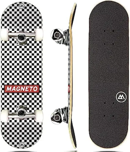 Vista 23 de Magneto Complete Skateboard 6-Layer Canadian Maple Double Kick Concave Deck Beginners, and Teens Astronaut