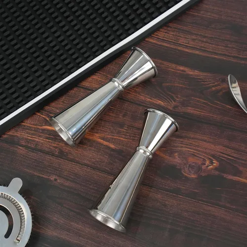 Vista 6 de Lexenic Jigger japonés prémium de 2 onzas y 1 onza con 7 medidas en el interior para camarero, jigger de acero inoxidable 304 resistente, accesorios