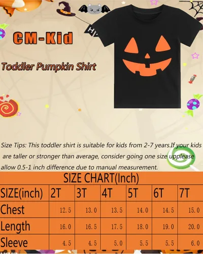 Vista 7 de CM-Kid Camisa de Halloween para niños pequeños y niñas, diseño de calabaza, esqueleto, dinosaurio, camiseta de manga corta para niños, camisetas