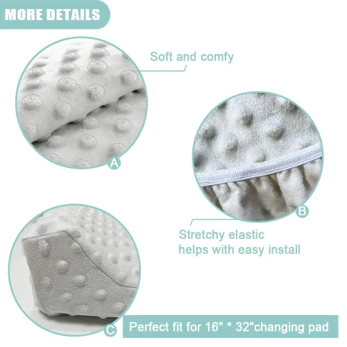 Vista 2 de Owlowla Funda para cambiador, sábanas suaves de punto minky para cambiador para bebé niño y niña (negro)