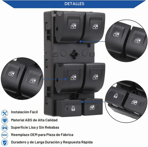 Vista 5 de Obaee Botón de control de potencia para interruptor de ventana compatible con Chevy Silverado 1500 2014-2021, Chevrolet Silverado y GMC Sierra 2500