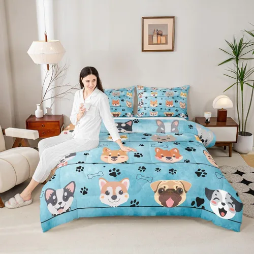 Vista 29 de Juego de edredón con siluetas de oso para niños, tamaño individual, decoración de Navidad para niños y niñas, adultos, edredón de plumón de pinos