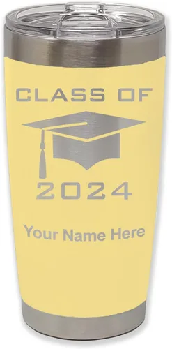 Vista 15 de LaserGram Vaso aislado al vacío de 20 onzas, grado de tapa clase de 2024, 2025, 2026, 2027, 2028, grabado personalizado incluido (negro)