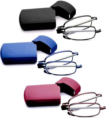Vista 8 de GOOSEN Reading Glasses Men Women, Pocket Wallet Purse Compact Hard Cases Folding Readers, Blue light Glasses Spring Hinge
